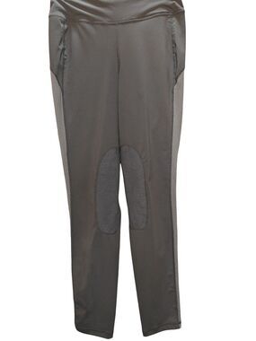 FITST4 SPORTS riding tights womens S gray knee patch mesh equestrian breeches